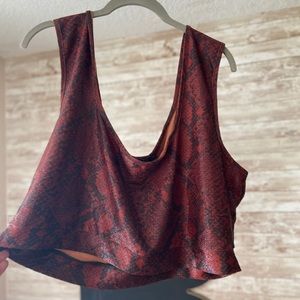 PLT red snakeskin top